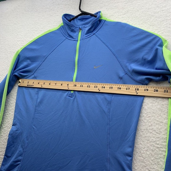 Nike‎ Dri-Fit Jacket Womens Medium M Blue Green 1/4 Zip Athleisure Running Thin - Picture 8 of 14